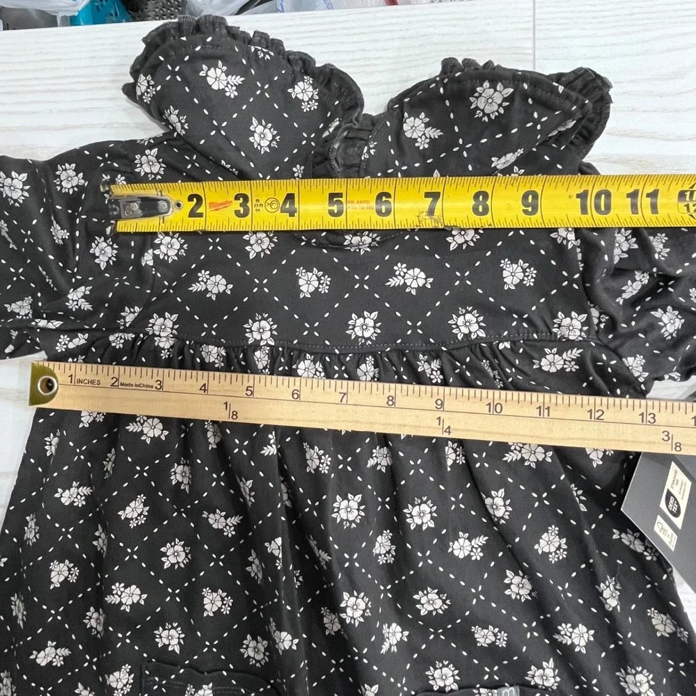 Modern Moments Floral Ruffle Dress Girls 4T Dark Grey Peter Pan Collar Prairie